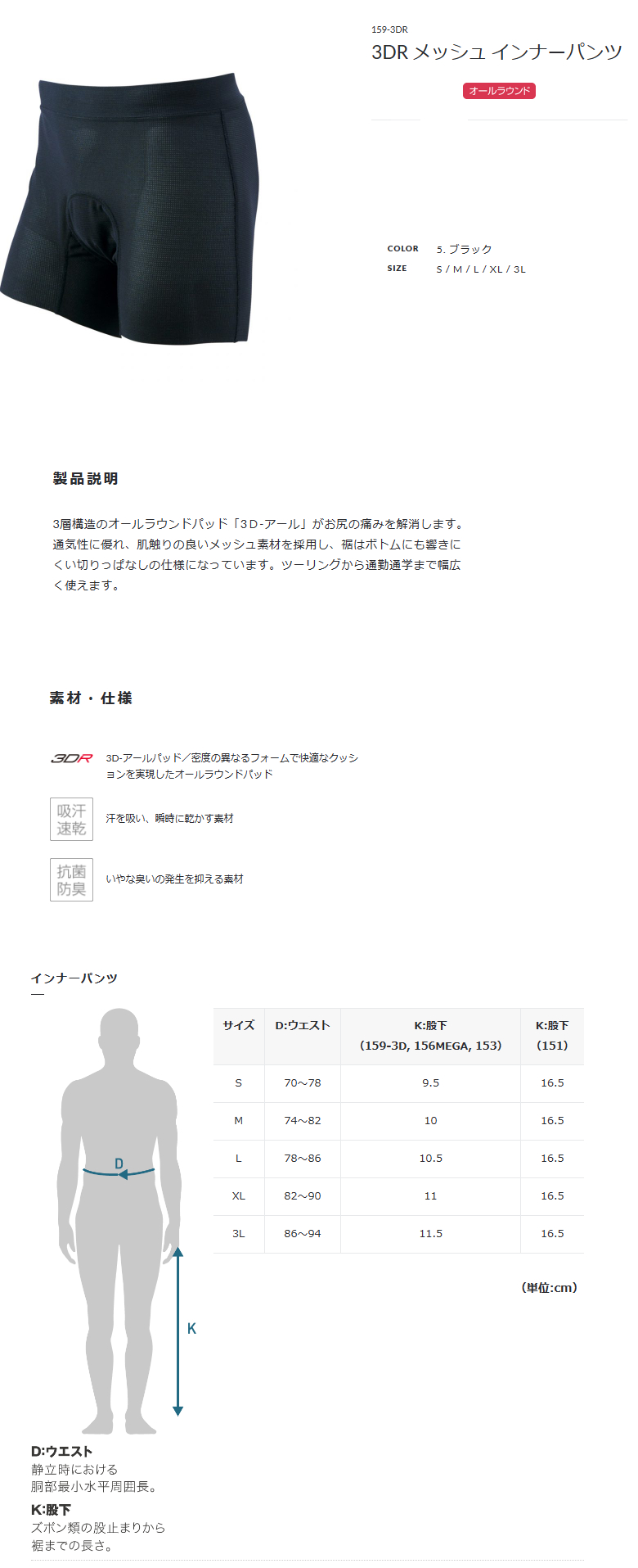 メッシュ インナーパンツ（ブラック）