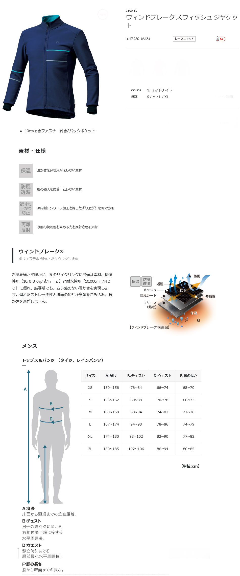 ウィンドブレーク スウィッシュ ジャケット(ミッドナイト)