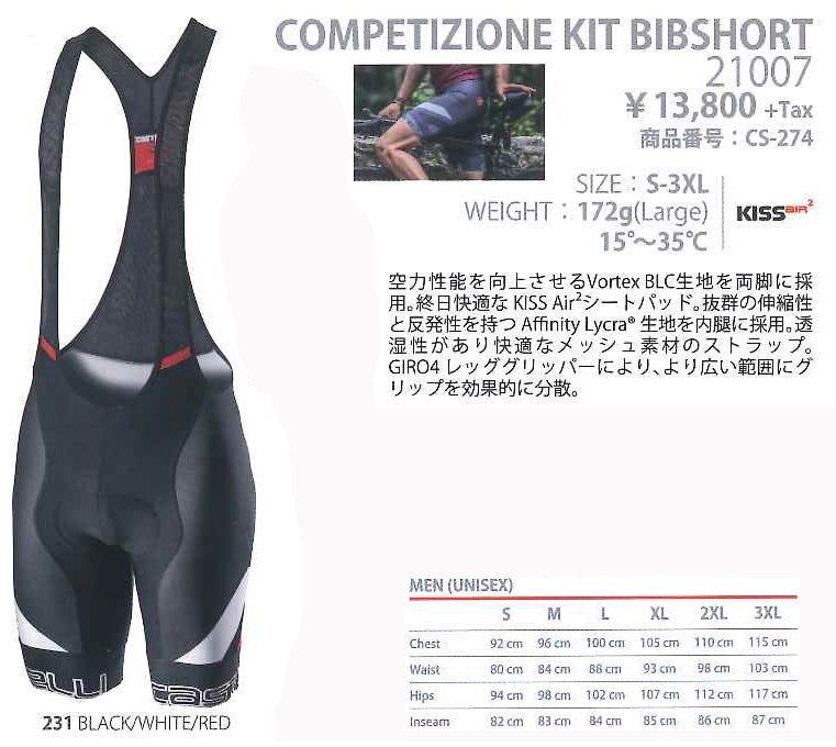 COMPETIZIONE KIT BIBSHORT(231 BLACK/WHITE/RED)