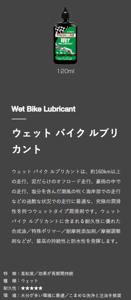 ウェット バイク ルブリカント(120ml ボトル)