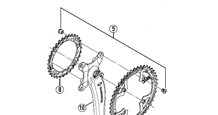 FC-M540 ダブルギア固定ボルト(M8×8.5)& ナット(各4個)